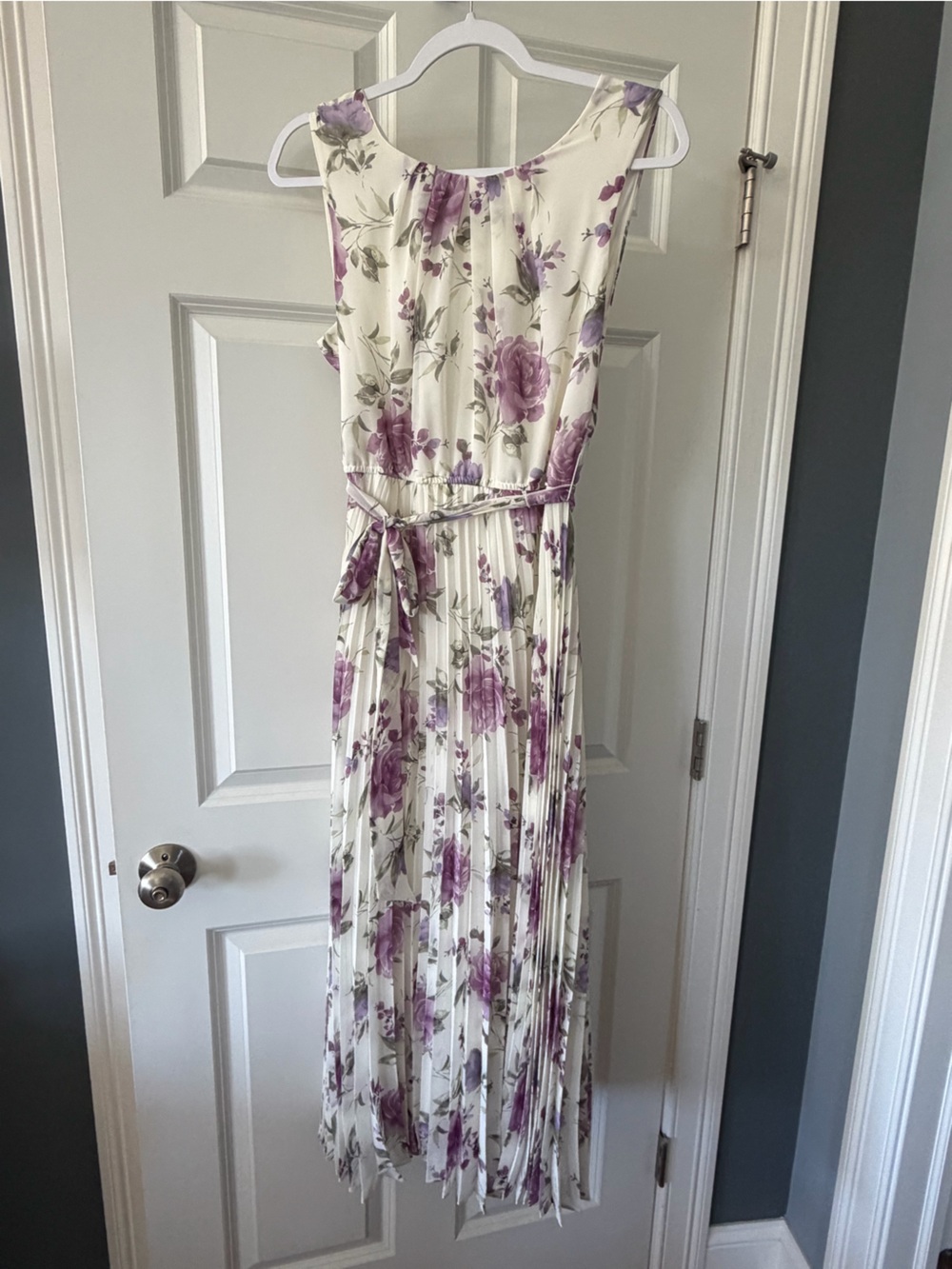 Floral Pleated Purple & White Dress